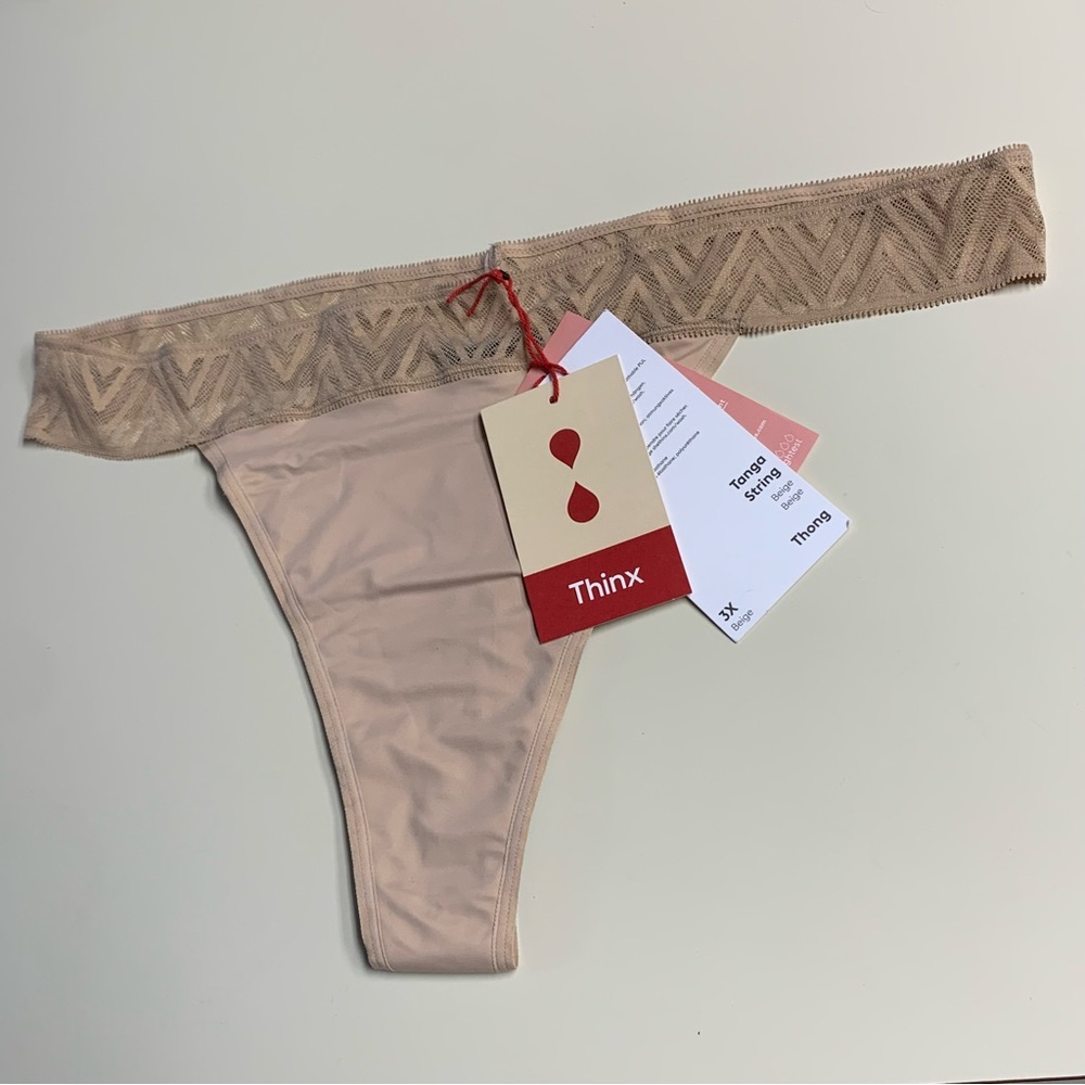 THINX Period Thong Underwear Panties Womens 3XL Beige Light Absorb new with tag